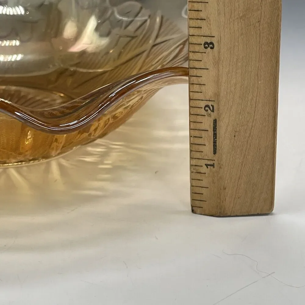 Jeanette Iridescent Marigold Iris & Herringbone‎ Ruffled Bowl 9.5